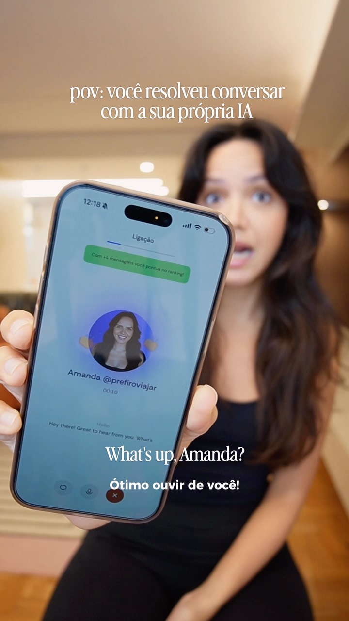 publi | Amandinha em DOSE DUPLAAA 😍 Agora você pode praticar e aprender inglês pra sua viagem com a minha gêmea digital na @beconfident.app ! Você pode fazer uma chamada de voz ou pode fazer as trilhas de viagem com atividades pensadas para quem prefere viajar assim como eu!!

Você pode praticar comigo ou com outros mentores de IA da plataforma sem limite de uso, quando e onde você estiver. Ah e além do app, a BeConfident também funciona no Whatsapp por texto, áudio e ligação!

Com o meu link da bio você tem 60% de desconto na assinatura da BeConfident e paga apenas R$ 59,80 por mês! Já quero ver todo mundo testando e eu estou super ansiosa pra saber o que vocês acharam da minha Digital Twin ✈️